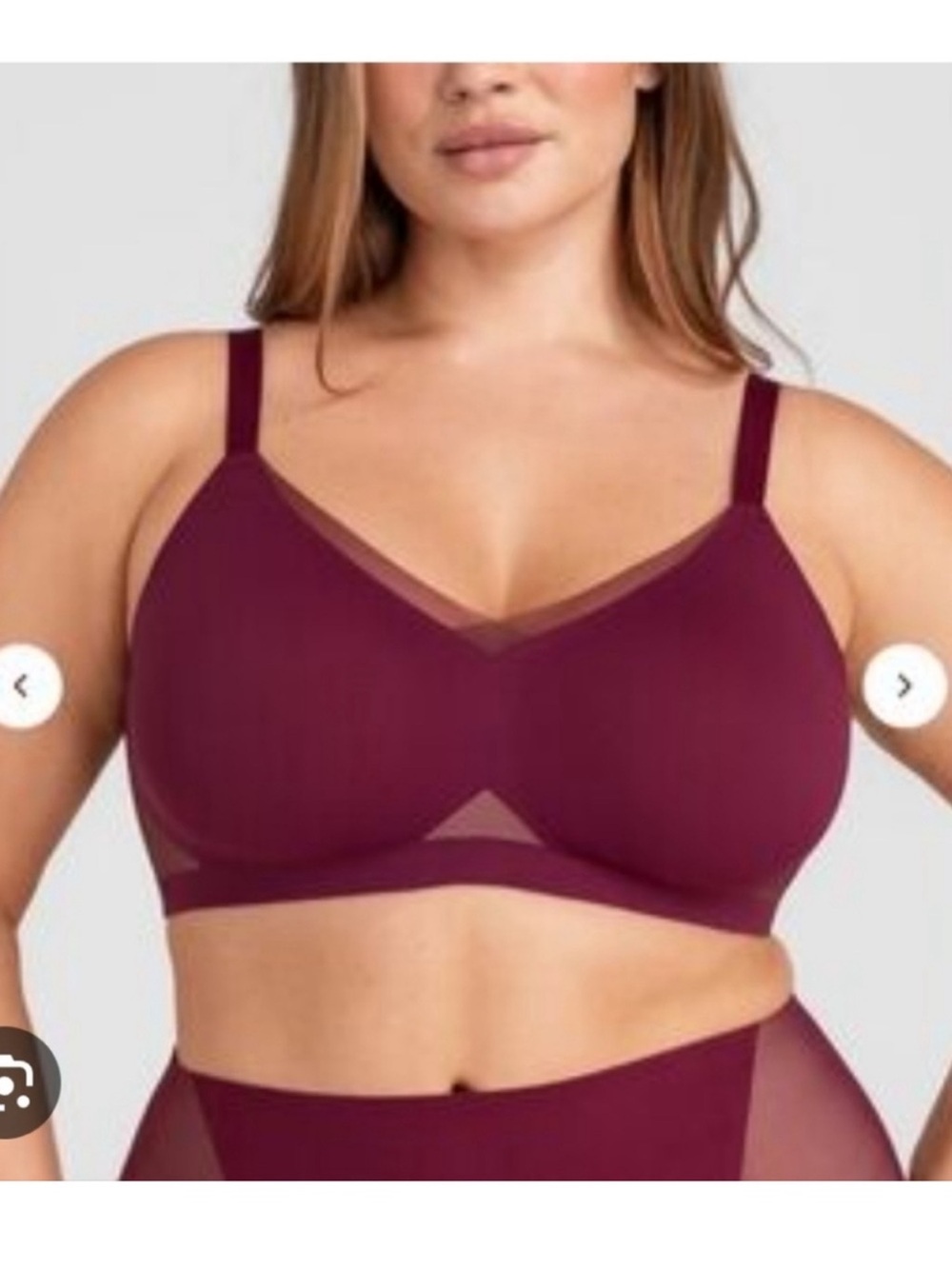 Honeylove Burgundy CrossOver Mesh Wireless Smoothing Bra - Picture 2 of 13